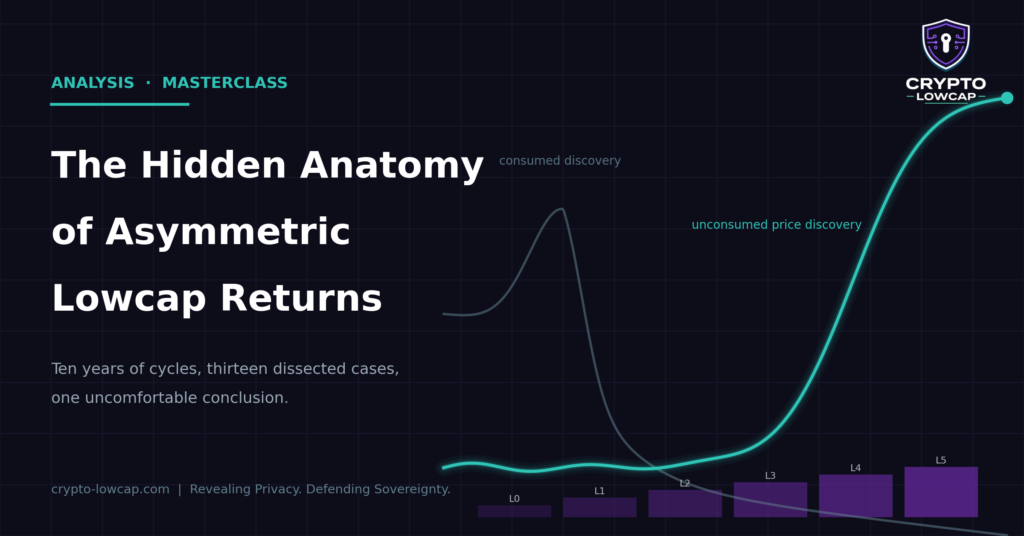 Asymmetric lowcap returns, the Discovery Curve: consumed discovery versus unconsumed price discovery across the listing ladder